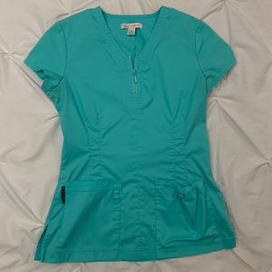 Small Koi Teal Scrub Top